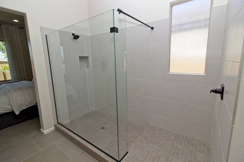 Modern Shower with Textured Walls