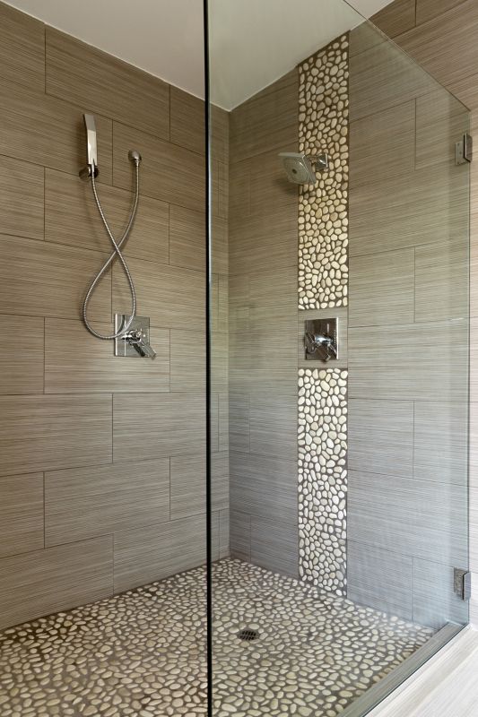 Modern Shower with Textured Tiles